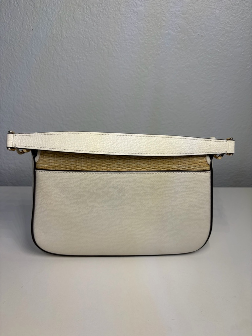 Kate Spade White Floral Embroidered Straw Flap Shoulder/Crossbody Bag - Picture 7 of 11